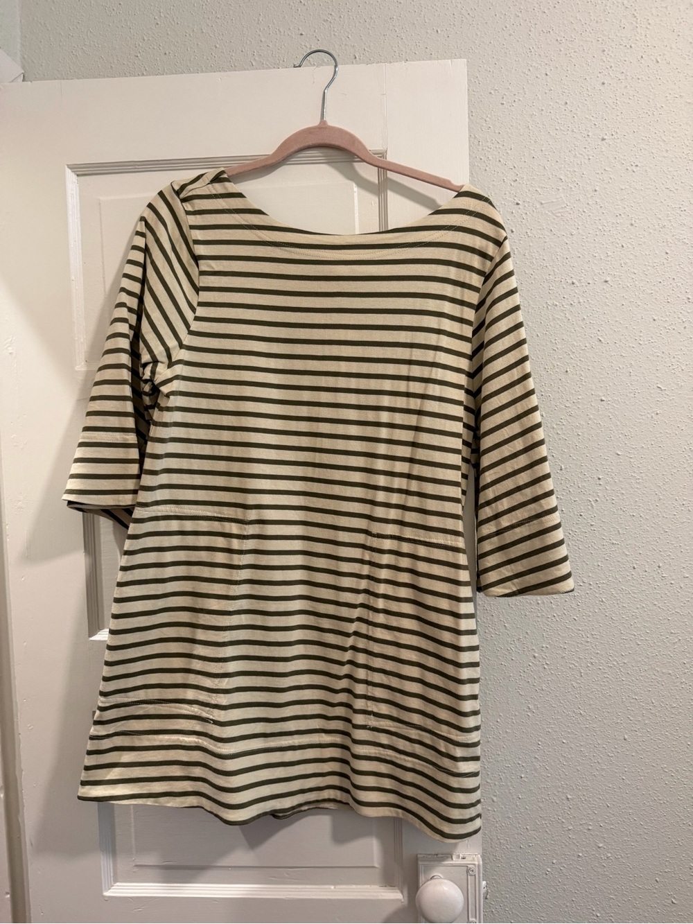 Free People Seaweed Khaki Striped Mini Dress / Tunic Dress